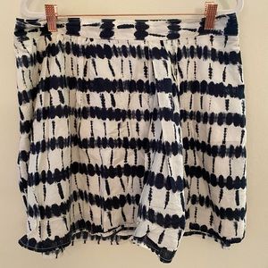 CONVERSE ONE STAR Women's Skirt A-Line Pull On Zipper Back Beige/Navy Tie Dye-12
